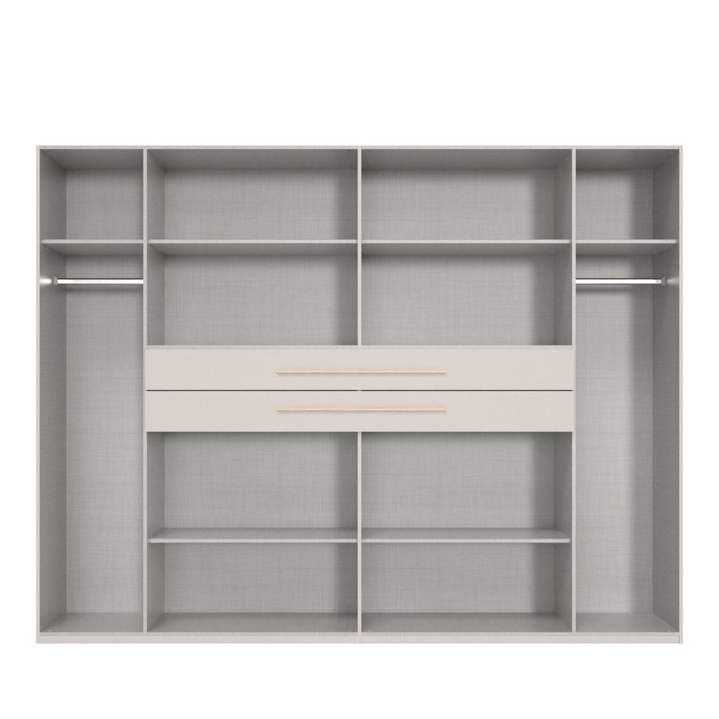 Drehtürenschrank Kleiderschrank B273/H210/T58 cm in Sandgrau mit  2 großen Schubkästen in Eiche Artisan Dekor / 22644