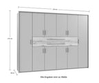 Drehtürenschrank Kleiderschrank B273/H210/T58 cm in Grafit mit  2 großen Schubkästen in Eiche Artisan Dekor / 22646