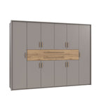 Drehtürenschrank Kleiderschrank B273/H210/T58 cm in Sandgrau mit  2 großen Schubkästen in Eiche Artisan Dekor / 22644