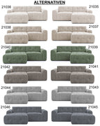 Ecksofa mit raffinierten Steppungen und Ottomane links, Wellenunterfederung, Chenille-Bezug Grün / 21040
