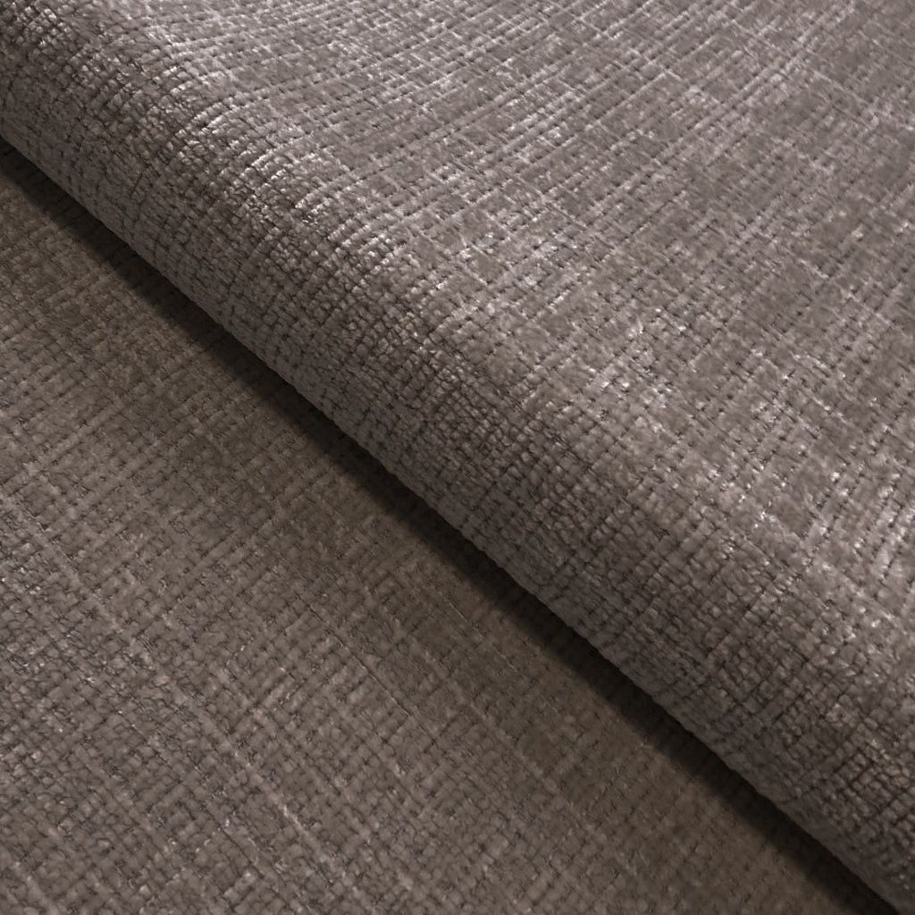 Ecksofa mit raffinierten Steppungen und Ottomane rechts, Wellenunterfederung, Chenille-Bezug Braun Taupe / 21041