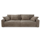 Big-Sofa mit 2 Bettkästen, Wellenunterfederung, Cord-Bezug Braun Taupe / 15264