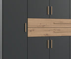 Drehtürenschrank Kleiderschrank B270/H208/T58 cm in Grafit mit 2 großen Schubkästen in Eiche Artisan Dekor / 22643