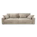 Big-Sofa mit 2 Bettkästen, Wellenunterfederung, Cord-Bezug Beige Grau / 15263
