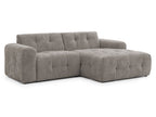 Ecksofa mit raffinierten Steppungen und Ottomane rechts, Wellenunterfederung, Chenille-Bezug Braun Taupe / 21041