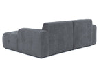 Ecksofa mit raffinierten Steppungen und Ottomane rechts, Wellenunterfederung, Chenille-Bezug Grau / 21045