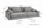 Big-Sofa mit 2 Bettkästen, Wellenunterfederung, Cord-Bezug Beige Grau / 15263