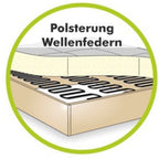 Ecksofa mit raffinierten Steppungen und Ottomane rechts, Wellenunterfederung, Chenille-Bezug Grau / 21045