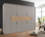 Drehtürenschrank Kleiderschrank B273/H210/T58 cm in Sandgrau mit  2 großen Schubkästen in Eiche Artisan Dekor / 22644