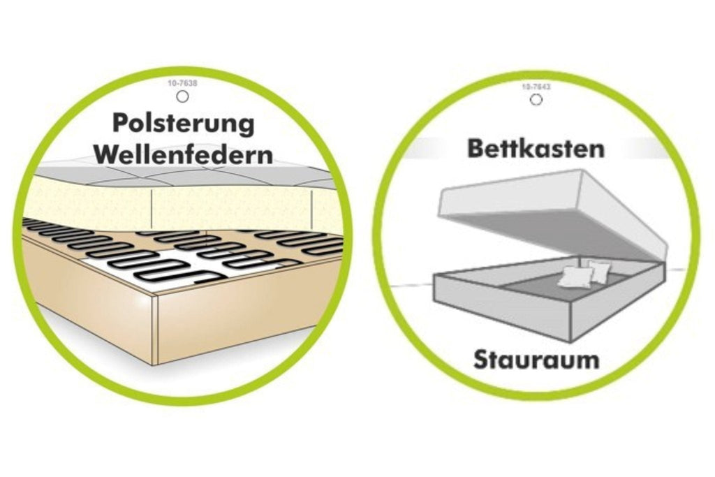 Big-Sofa mit 2 Bettkästen, Wellenunterfederung, Cord-Bezug Grün / 15262