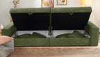 Big-Sofa mit 2 Bettkästen, Wellenunterfederung, Cord-Bezug Grün / 15262