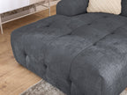 Ecksofa mit raffinierten Steppungen und Ottomane links, Wellenunterfederung, Chenille-Bezug Grau / 21046