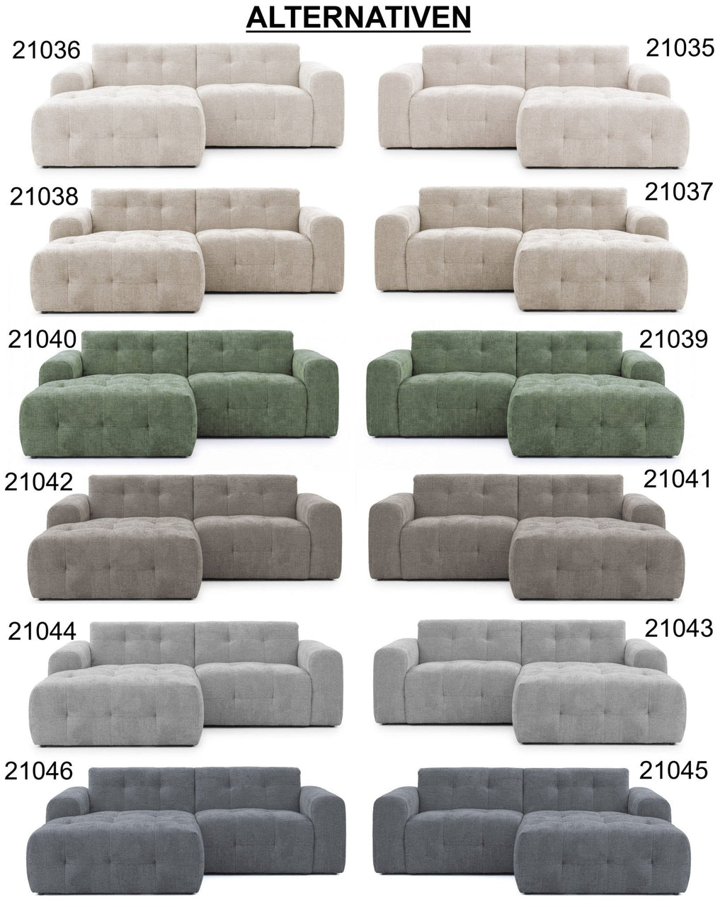 Ecksofa mit raffinierten Steppungen und Ottomane rechts, Wellenunterfederung, Chenille-Bezug Braun Taupe / 21041