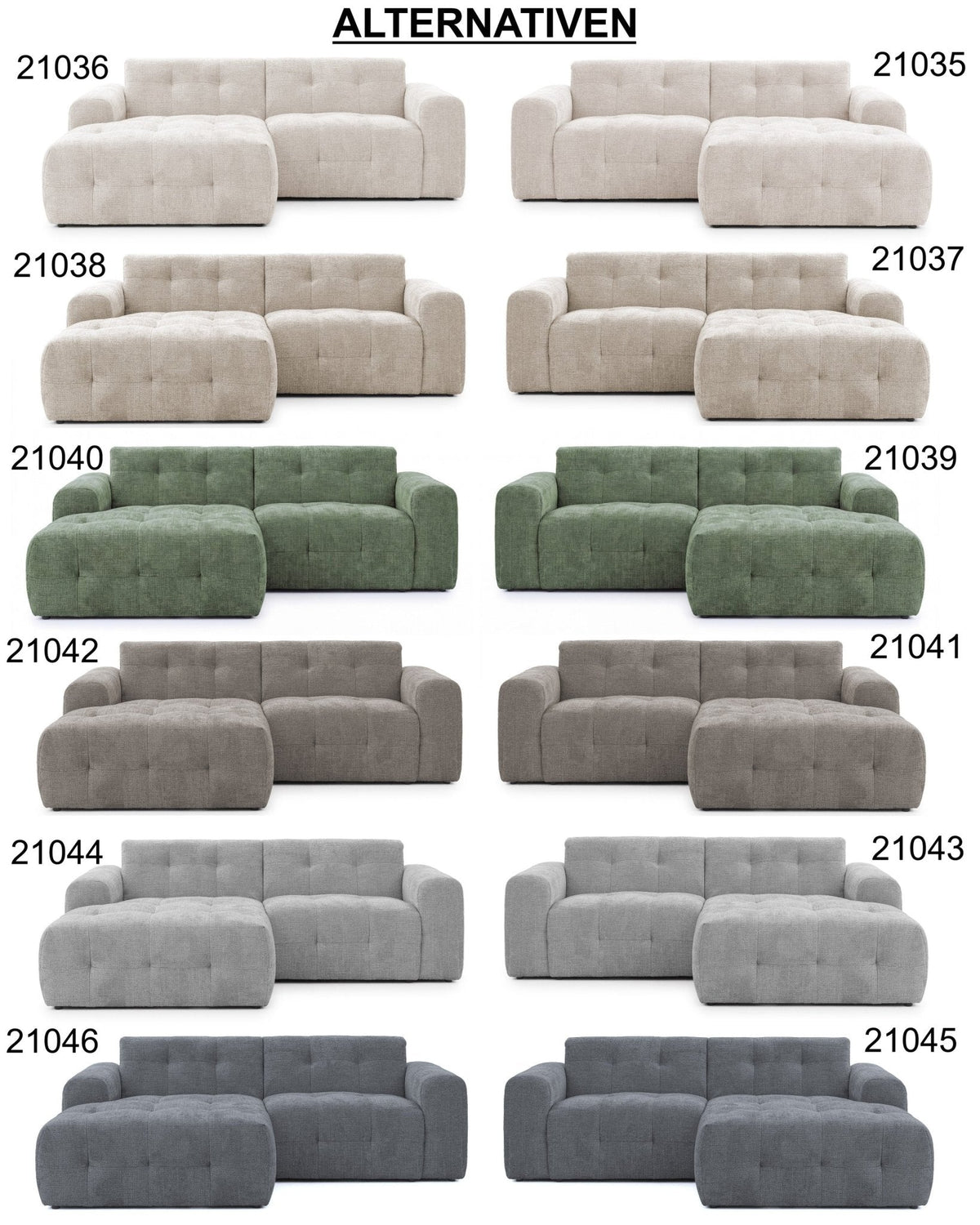 Ecksofa mit raffinierten Steppungen und Ottomane rechts, Wellenunterfederung, Chenille-Bezug Braun Taupe / 21041