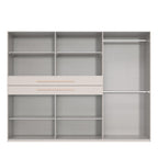 Drehtürenschrank Kleiderschrank B273/H210/T58 cm in Grafit mit 2 großen Schubkästen in Eiche Artisan Dekor, Passepartout & 2 Spiegel / 22652
