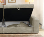 Big-Sofa mit 2 Bettkästen, Wellenunterfederung, Cord-Bezug Beige Grau / 15263